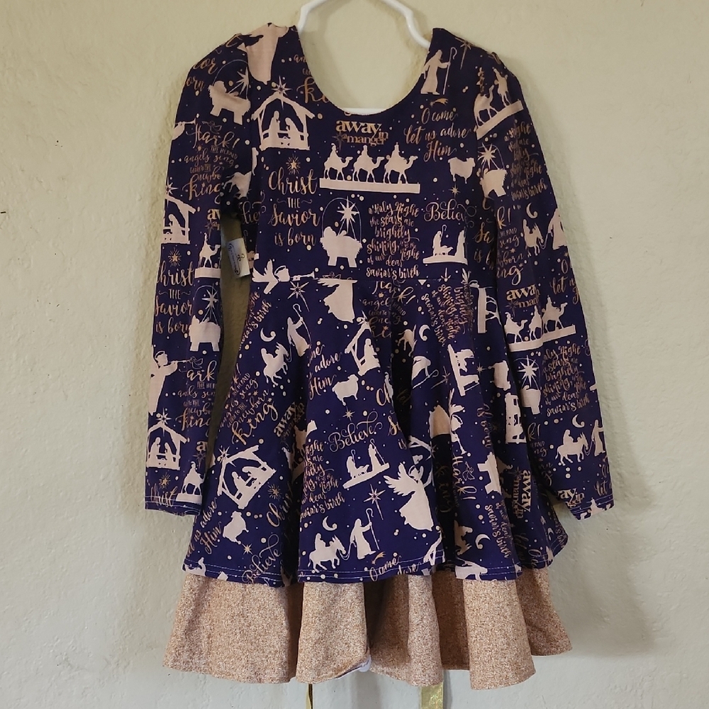Navy and Beige Kids Dress